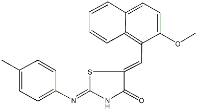 5-[(2-methoxy-1-naphthyl)methylene]-2-[(4-methylphenyl)imino]-1,3-thiazolidin-4-one 구조식 이미지