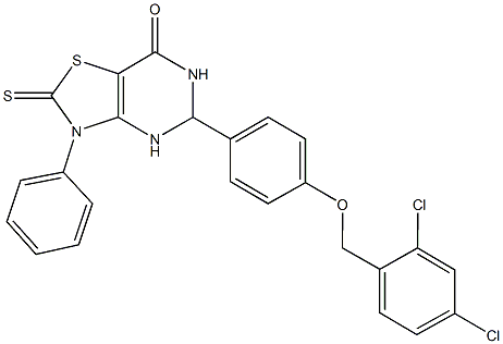 5-{4-[(2,4-dichlorobenzyl)oxy]phenyl}-3-phenyl-2-thioxo-2,3,5,6-tetrahydro[1,3]thiazolo[4,5-d]pyrimidin-7(4H)-one 구조식 이미지