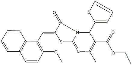 ethyl 2-[(2-methoxy-1-naphthyl)methylene]-7-methyl-3-oxo-5-(2-thienyl)-2,3-dihydro-5H-[1,3]thiazolo[3,2-a]pyrimidine-6-carboxylate Structure