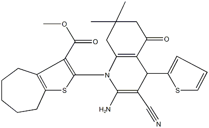methyl 2-(2-amino-3-cyano-7,7-dimethyl-5-oxo-4-(2-thienyl)-5,6,7,8-tetrahydro-1(4H)-quinolinyl)-5,6,7,8-tetrahydro-4H-cyclohepta[b]thiophene-3-carboxylate Structure