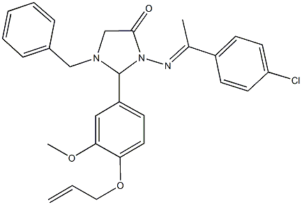 2-[4-(allyloxy)-3-methoxyphenyl]-1-benzyl-3-{[1-(4-chlorophenyl)ethylidene]amino}-4-imidazolidinone Structure