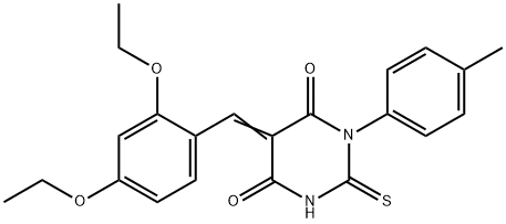 5-(2,4-diethoxybenzylidene)-1-(4-methylphenyl)-2-thioxodihydro-4,6(1H,5H)-pyrimidinedione Structure