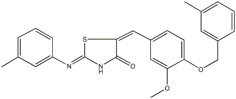 5-{3-methoxy-4-[(3-methylbenzyl)oxy]benzylidene}-2-[(3-methylphenyl)imino]-1,3-thiazolidin-4-one 구조식 이미지