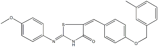 2-[(4-methoxyphenyl)imino]-5-{4-[(3-methylbenzyl)oxy]benzylidene}-1,3-thiazolidin-4-one 구조식 이미지