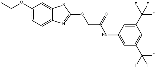 N-[3,5-bis(trifluoromethyl)phenyl]-2-[(6-ethoxy-1,3-benzothiazol-2-yl)sulfanyl]acetamide Structure