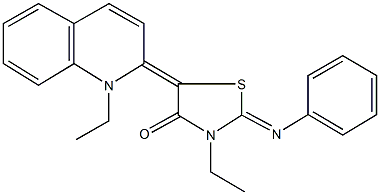 3-ethyl-5-(1-ethyl-2(1H)-quinolinylidene)-2-(phenylimino)-1,3-thiazolidin-4-one 구조식 이미지