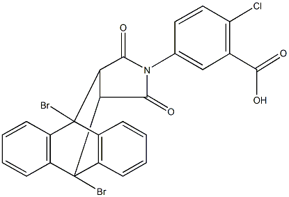 2-chloro-5-(1,8-dibromo-16,18-dioxo-17-azapentacyclo[6.6.5.0~2,7~.0~9,14~.0~15,19~]nonadeca-2,4,6,9,11,13-hexaen-17-yl)benzoic acid Structure