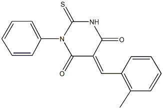 5-(2-methylbenzylidene)-1-phenyl-2-thioxodihydro-4,6(1H,5H)-pyrimidinedione 구조식 이미지