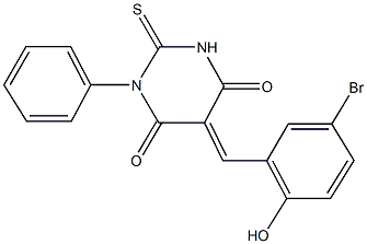 5-(5-bromo-2-hydroxybenzylidene)-1-phenyl-2-thioxodihydro-4,6(1H,5H)-pyrimidinedione Structure