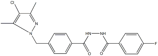 4-[(4-chloro-3,5-dimethyl-1H-pyrazol-1-yl)methyl]-N'-(4-fluorobenzoyl)benzohydrazide Structure