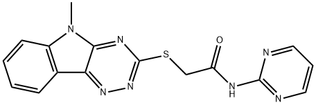 2-[(5-methyl-5H-[1,2,4]triazino[5,6-b]indol-3-yl)sulfanyl]-N-(2-pyrimidinyl)acetamide 구조식 이미지