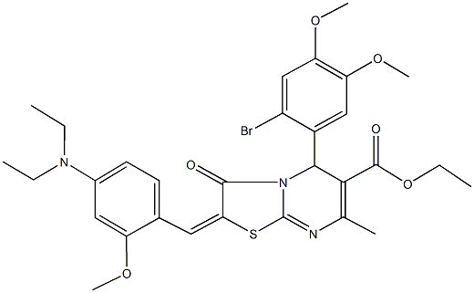 ethyl 5-(2-bromo-4,5-dimethoxyphenyl)-2-[4-(diethylamino)-2-methoxybenzylidene]-7-methyl-3-oxo-2,3-dihydro-5H-[1,3]thiazolo[3,2-a]pyrimidine-6-carboxylate Structure