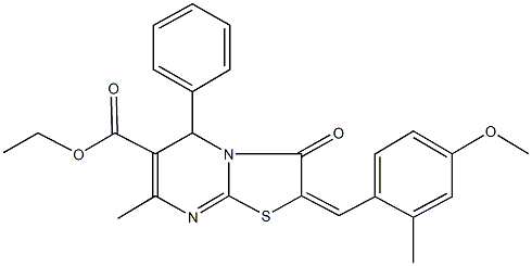 ethyl 2-(4-methoxy-2-methylbenzylidene)-7-methyl-3-oxo-5-phenyl-2,3-dihydro-5H-[1,3]thiazolo[3,2-a]pyrimidine-6-carboxylate Structure