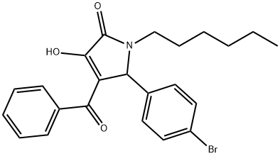 4-benzoyl-5-(4-bromophenyl)-1-hexyl-3-hydroxy-1,5-dihydro-2H-pyrrol-2-one Structure