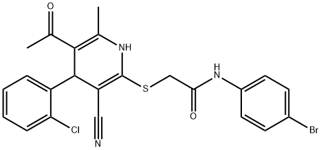 2-{[5-acetyl-4-(2-chlorophenyl)-3-cyano-6-methyl-1,4-dihydro-2-pyridinyl]sulfanyl}-N-(4-bromophenyl)acetamide Structure