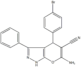 6-amino-4-(4-bromophenyl)-3-phenyl-1,4-dihydropyrano[2,3-c]pyrazole-5-carbonitrile 구조식 이미지