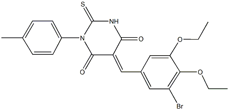 5-(3-bromo-4,5-diethoxybenzylidene)-1-(4-methylphenyl)-2-thioxodihydro-4,6(1H,5H)-pyrimidinedione 구조식 이미지
