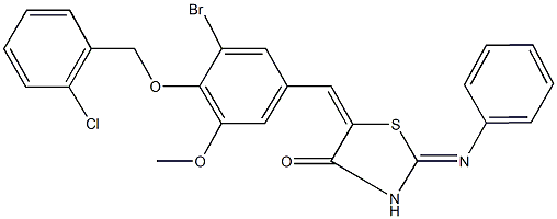 5-{3-bromo-4-[(2-chlorobenzyl)oxy]-5-methoxybenzylidene}-2-(phenylimino)-1,3-thiazolidin-4-one 구조식 이미지