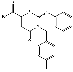 3-(4-chlorobenzyl)-4-oxo-2-(phenylimino)-1,3-thiazinane-6-carboxylic acid Structure