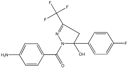 1-(4-aminobenzoyl)-5-(4-fluorophenyl)-3-(trifluoromethyl)-4,5-dihydro-1H-pyrazol-5-ol 구조식 이미지