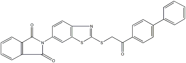 2-{2-[(2-[1,1'-biphenyl]-4-yl-2-oxoethyl)sulfanyl]-1,3-benzothiazol-6-yl}-1H-isoindole-1,3(2H)-dione Structure