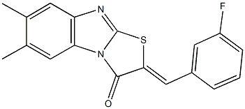 2-(3-fluorobenzylidene)-6,7-dimethyl[1,3]thiazolo[3,2-a]benzimidazol-3(2H)-one 구조식 이미지