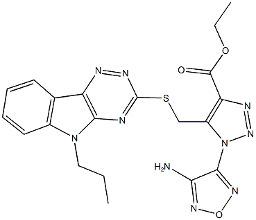 ethyl 1-(4-amino-1,2,5-oxadiazol-3-yl)-5-{[(5-propyl-5H-[1,2,4]triazino[5,6-b]indol-3-yl)sulfanyl]methyl}-1H-1,2,3-triazole-4-carboxylate Structure