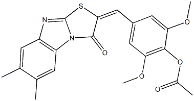 4-[(6,7-dimethyl-3-oxo[1,3]thiazolo[3,2-a]benzimidazol-2(3H)-ylidene)methyl]-2,6-dimethoxyphenyl acetate 구조식 이미지