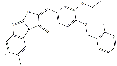 2-{3-ethoxy-4-[(2-fluorobenzyl)oxy]benzylidene}-6,7-dimethyl[1,3]thiazolo[3,2-a]benzimidazol-3(2H)-one Structure