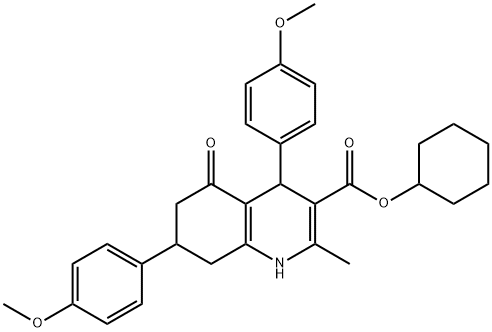 cyclohexyl 4,7-bis(4-methoxyphenyl)-2-methyl-5-oxo-1,4,5,6,7,8-hexahydro-3-quinolinecarboxylate Structure