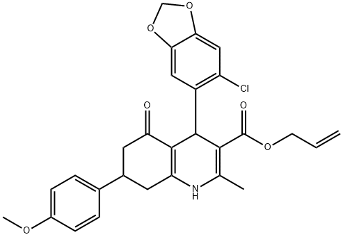 allyl 4-(6-chloro-1,3-benzodioxol-5-yl)-7-(4-methoxyphenyl)-2-methyl-5-oxo-1,4,5,6,7,8-hexahydro-3-quinolinecarboxylate 구조식 이미지