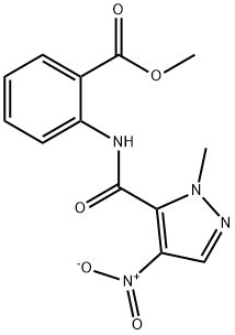 methyl 2-{[(1-methyl-4-nitro-1H-pyrazol-5-yl)carbonyl]amino}benzoate 구조식 이미지