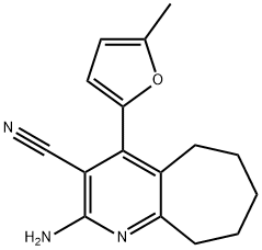 2-amino-4-(5-methyl-2-furyl)-6,7,8,9-tetrahydro-5H-cyclohepta[b]pyridine-3-carbonitrile 구조식 이미지