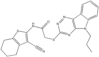 N-(3-cyano-4,5,6,7-tetrahydro-1-benzothiophen-2-yl)-2-[(5-propyl-5H-[1,2,4]triazino[5,6-b]indol-3-yl)sulfanyl]acetamide Structure