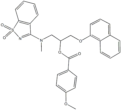 2-[(1,1-dioxido-1,2-benzisothiazol-3-yl)(methyl)amino]-1-[(1-naphthyloxy)methyl]ethyl 4-methoxybenzoate Structure