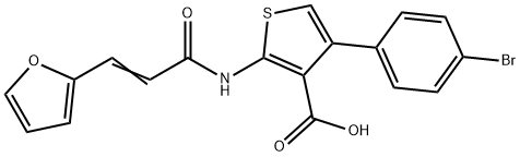4-(4-bromophenyl)-2-{[3-(2-furyl)acryloyl]amino}-3-thiophenecarboxylic acid 구조식 이미지