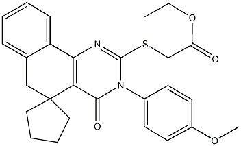 ethyl {[3-(4-methoxyphenyl)-4-oxo-3,4,5,6-tetrahydrospiro(benzo[h]quinazoline-5,1'-cyclopentane)-2-yl]sulfanyl}acetate Structure