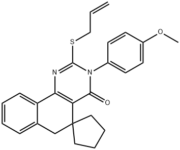 2-(allylsulfanyl)-3-(4-methoxyphenyl)-5,6-dihydrospiro(benzo[h]quinazoline-5,1'-cyclopentane)-4(3H)-one 구조식 이미지