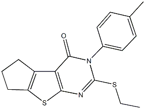 2-(ethylsulfanyl)-3-(4-methylphenyl)-3,5,6,7-tetrahydro-4H-cyclopenta[4,5]thieno[2,3-d]pyrimidin-4-one 구조식 이미지
