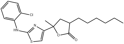 5-[2-(2-chloroanilino)-1,3-thiazol-4-yl]-3-hexyl-5-methyldihydro-2(3H)-furanone Structure