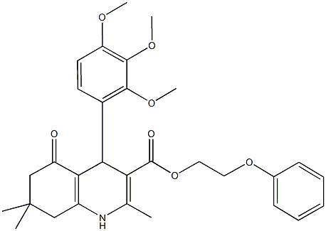 2-phenoxyethyl 2,7,7-trimethyl-5-oxo-4-(2,3,4-trimethoxyphenyl)-1,4,5,6,7,8-hexahydro-3-quinolinecarboxylate 구조식 이미지