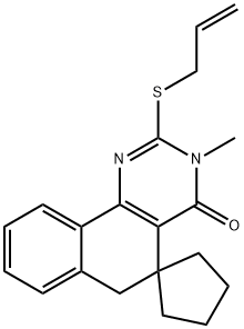 2-(allylsulfanyl)-3-methyl-5,6-dihydrospiro(benzo[h]quinazoline-5,1'-cyclopentane)-4(3H)-one Structure