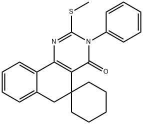 2-(methylsulfanyl)-3-phenyl-5,6-dihydrospiro(benzo[h]quinazoline-5,1'-cyclohexane)-4(3H)-one Structure