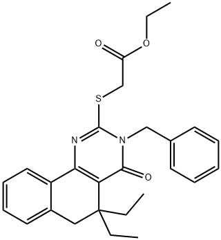 ethyl [(3-benzyl-5,5-diethyl-4-oxo-3,4,5,6-tetrahydrobenzo[h]quinazolin-2-yl)sulfanyl]acetate 구조식 이미지