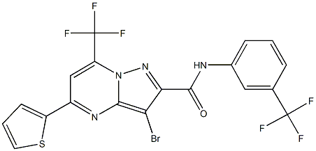 3-bromo-5-(2-thienyl)-7-(trifluoromethyl)-N-[3-(trifluoromethyl)phenyl]pyrazolo[1,5-a]pyrimidine-2-carboxamide Structure