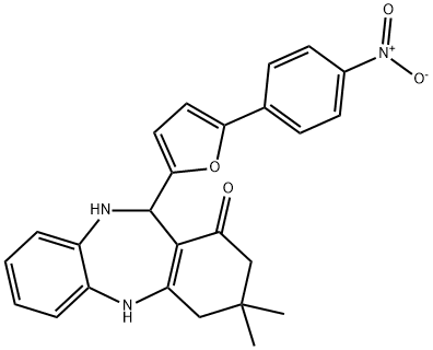 11-(5-{4-nitrophenyl}-2-furyl)-3,3-dimethyl-2,3,4,5,10,11-hexahydro-1H-dibenzo[b,e][1,4]diazepin-1-one 구조식 이미지