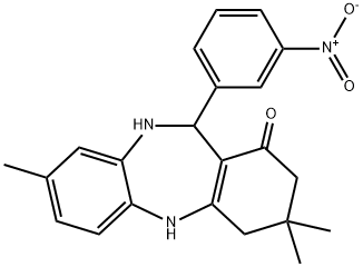 11-{3-nitrophenyl}-3,3,8-trimethyl-2,3,4,5,10,11-hexahydro-1H-dibenzo[b,e][1,4]diazepin-1-one 구조식 이미지