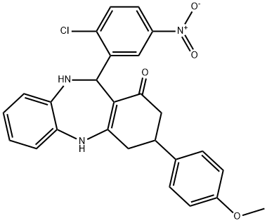 11-{2-chloro-5-nitrophenyl}-3-(4-methoxyphenyl)-2,3,4,5,10,11-hexahydro-1H-dibenzo[b,e][1,4]diazepin-1-one Structure