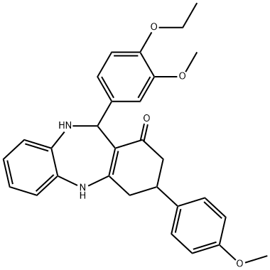 11-(4-ethoxy-3-methoxyphenyl)-3-(4-methoxyphenyl)-2,3,4,5,10,11-hexahydro-1H-dibenzo[b,e][1,4]diazepin-1-one Structure