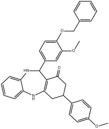 11-[4-(benzyloxy)-3-methoxyphenyl]-3-(4-methoxyphenyl)-2,3,4,5,10,11-hexahydro-1H-dibenzo[b,e][1,4]diazepin-1-one 구조식 이미지